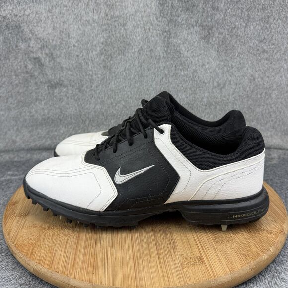 Nike Golf Shoes Mens Size 7.5 White Black Leather Spiked Sneakers 336040-101 main image 9